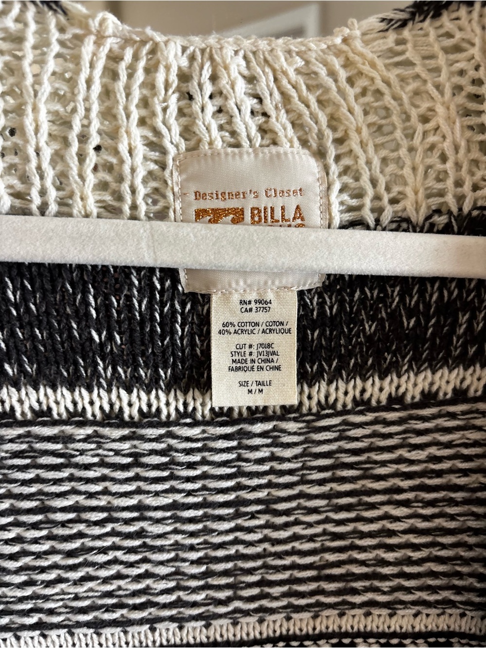 Billabong Cream and Black Beachy Knit Sweater